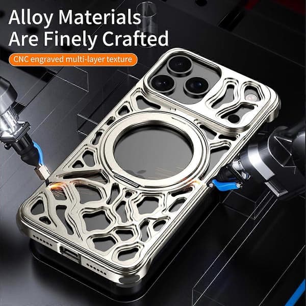 Til iPhone 17 Pro Bumper Case Legering Metall Kantløst Bakdeksel med Magnetisk Støtte