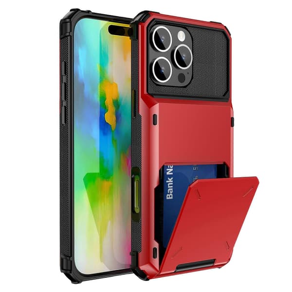 For iPhone 16 Pro Max telefondeksel PC+TPU dobbeltlags bakdeksel med kortholder