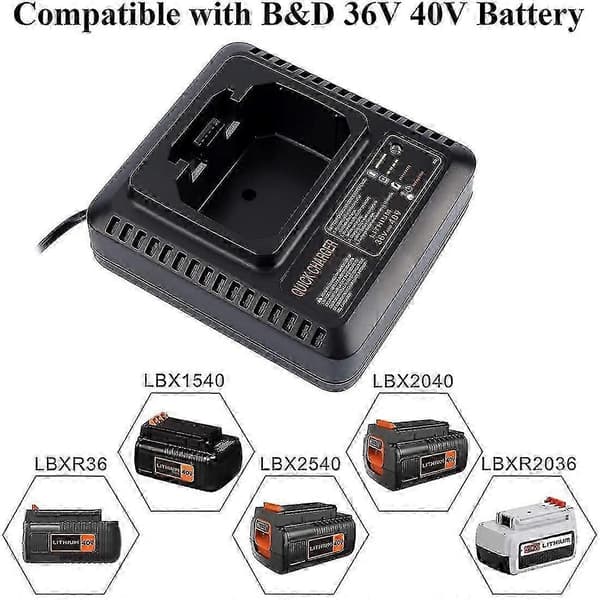36V 40V Maks Litium Batterilader, Erstatning for Elektroverktøy, EU-plugg