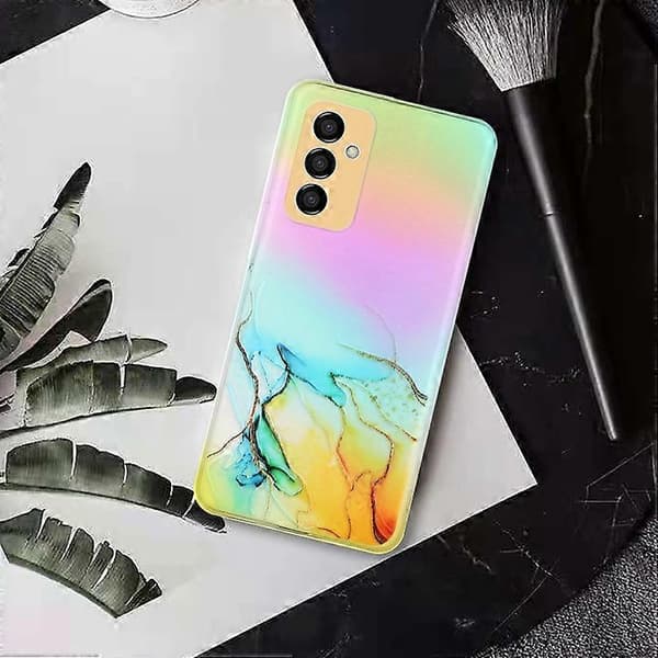 För Samsung Galaxy M23 Laser Marble Pattern Klar TPU Phone Case
