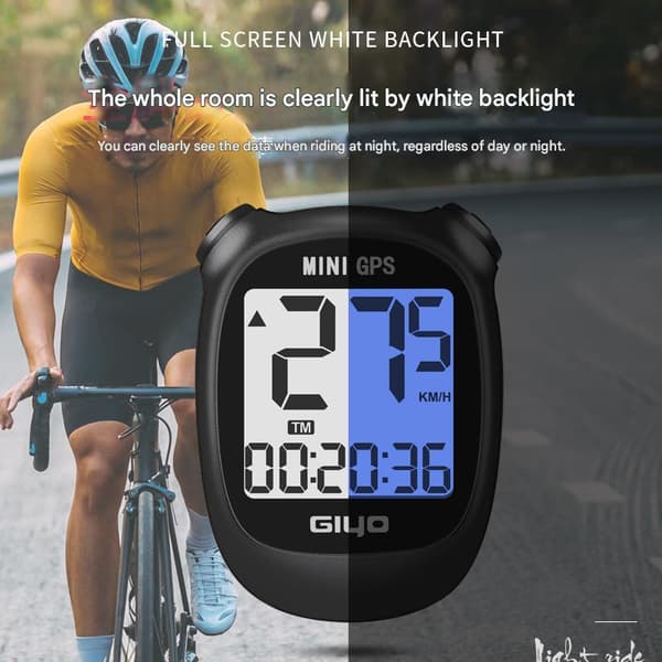 M3 Mini GPS Cykelcomputer IPX5 Vandtæt Smart Speedometer med 1,7 Tommer Display (sort)