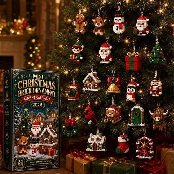 24-dages mini-byggeklods julekalender, DIY julepynt nedtællingsgave til børn og voksne