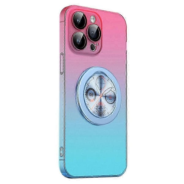 Til iPhone 16 Pro Max Cover med Drejelig Støttefod, Gradientfarve, Hårdt PC Telefoncover - Pink Sort