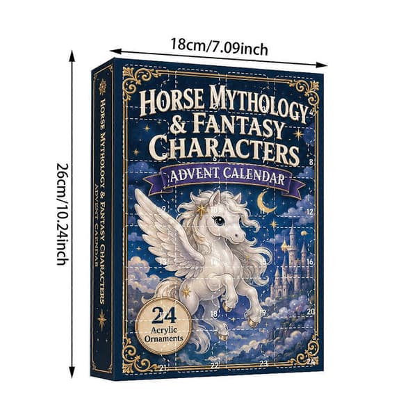 Fantasy Hest Julekalender – 24 Akryl – til Juletræspynt