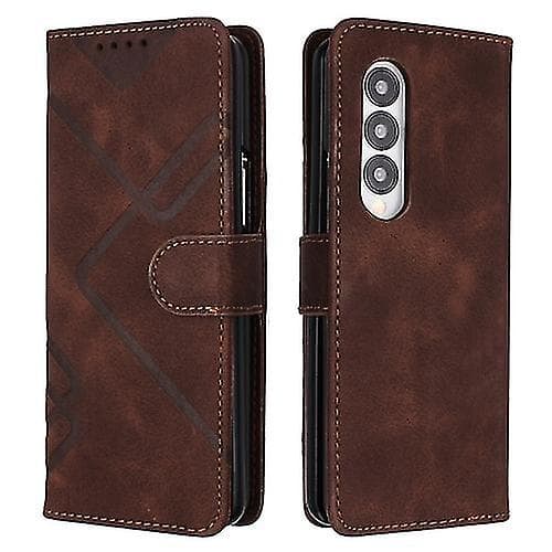 För Samsung Galaxy Z Fold3 Line Pattern Skin Feel Läder Telefonfodral