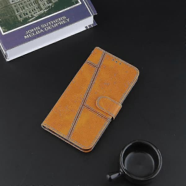 Kompatibel iPhone 13 Mini Etui Læder Folio Cover Magnetisk Premium Etui Coque - Gul