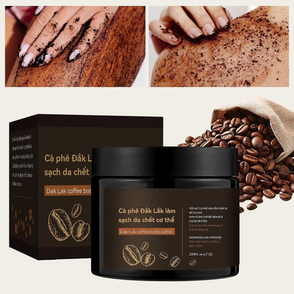 Kaffe Eksfolierende Kropsscrub Eksfoliator - Dødehavssalt Kaffescrub til Ansigt, Krop, Ben & Fødder Bedste Kropseksfoliator & Cellulitefjerner - Kropskaffe