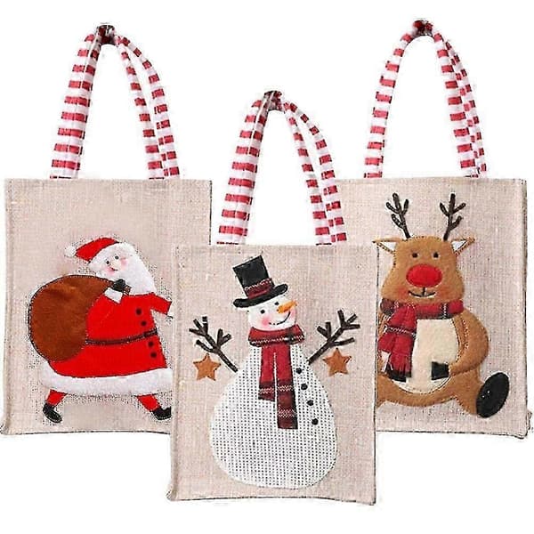 3 julklappspåsar, julklappspåsar, tygpåsar för julklappar, julgodispåsar
