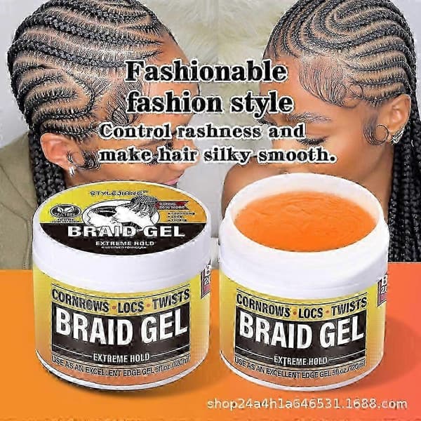 All Day Locks Braid Gel med extrem stadga - Slätar ut friss, ingen flagning, hög glans för flätor, twists och cornrows