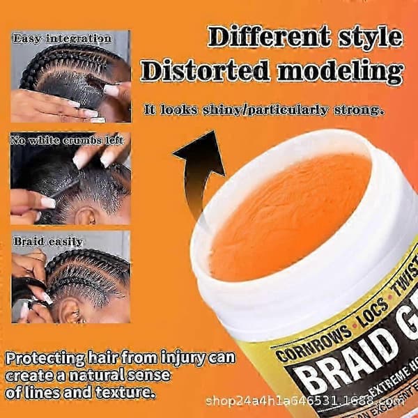 All Day Locks Braid Gel med extrem stadga - Slätar ut friss, ingen flagning, hög glans för flätor, twists och cornrows