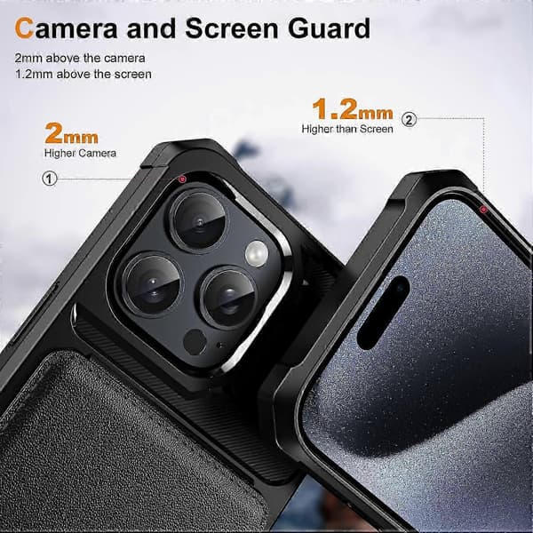 Til iPhone 16 Pro Cover Kortplads Støtteben Pu+tpu Telefoncover - Sort