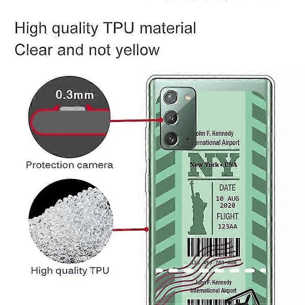 För Samsung Galaxy Note 20 Boarding Pass Series TPU-telefonfodral