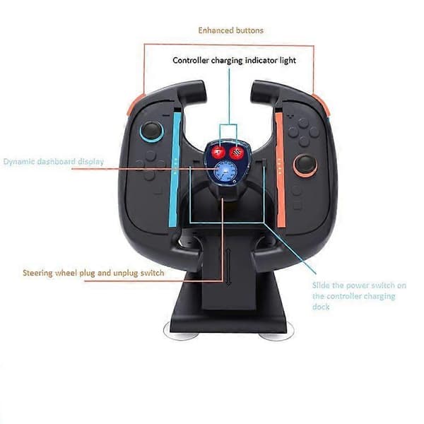 Ratkontrol til Nintendo Switch 2 (2025) Stativ til spilracerrat, bordmontering med 4 sugekopper til JoyCon 2 Enhanced St