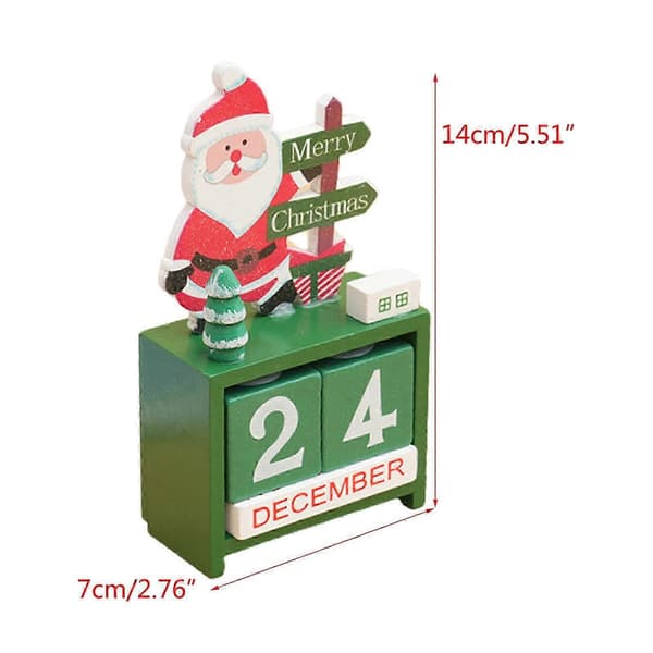 Julekalender i tre til skrivebordet, daglig planlegger, dekorasjon til stue, hjem, kontor og butikk