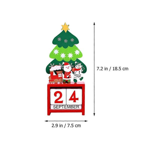 Julekalender i tre til dekorasjon, 2 stk i assorterte farger
