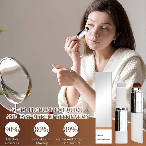 Color Changing Foundation Stick, Medium to Full Coverage Cream Stick, Moisturizing Makeup, Double-Sided with Soft Brush for a Flawless Look, Christmas Gifts