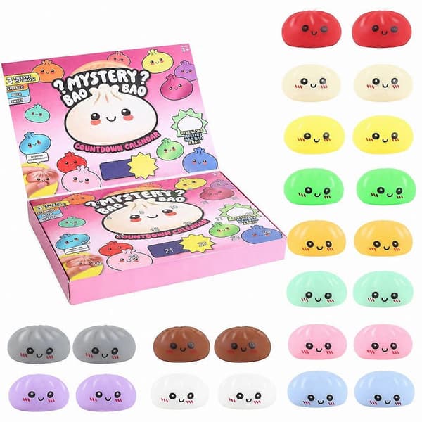 Stresslindrende legetøj – 24-delt mini jule-nedtællings-squishy blind box med blød gummi