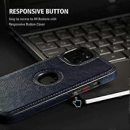 Compatible with iPhone 13 Pro Case Premium Leather TPU Hybrid Shell Cover (blue)