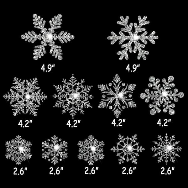 Glitter-snøfnugg vindusdekor, 147 stk. sølvglitrende julevindusdekorasjoner for hjem og julefest (Glitter-snøfnugg)