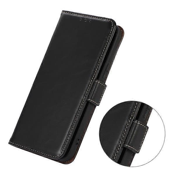 Kompatibel med iPhone 17 Air Case RFID Äkta Koläder Plånboksfodral