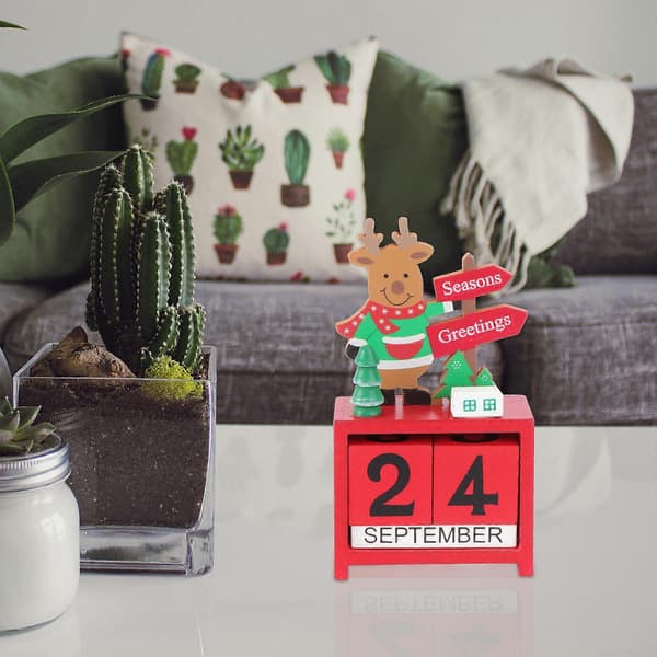 Julekalender i træ med elg-motiv til festlig nedtælling, 1 stk.