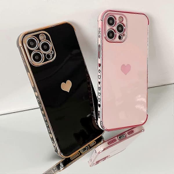 Kompatibel med iPhone 13 Pro-deksel Søt plating Kjærlighetshjertemønster Sideprintdeksel
