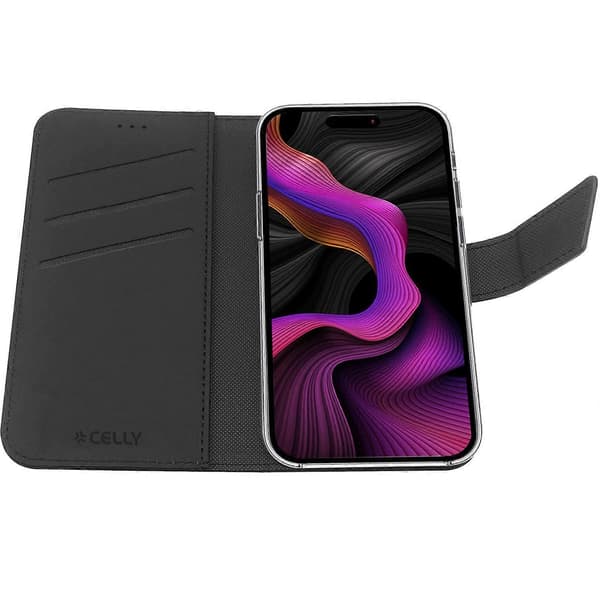 Wally Wallet Cover iPhone 15 Plus Sort