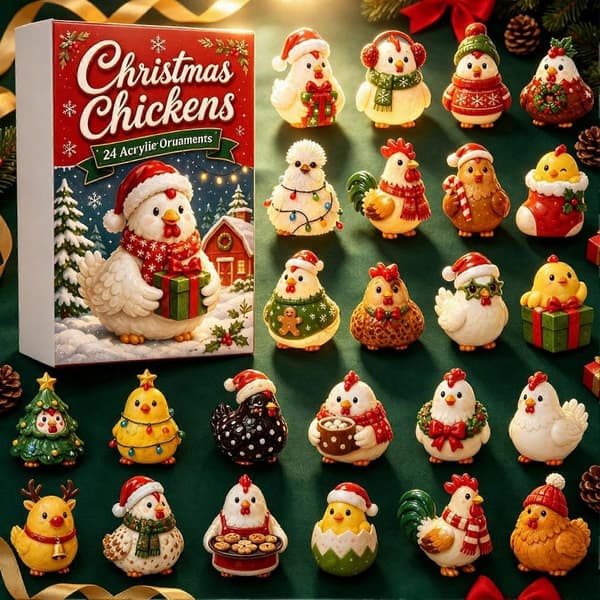 Julekylling-adventskalender 2026 - 24 unike 2D-akrylpynt til juletreet
