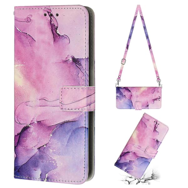 För iPhone 13 mini Crossbody Målat Marmormönster Läderfodral för iPhone 13 Mini