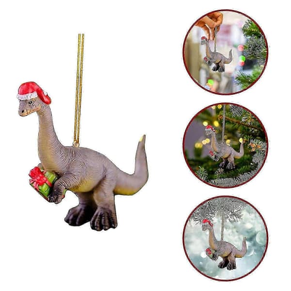 (A) Julepynt juledinosaur i tre, dekorasjon til juletreet
