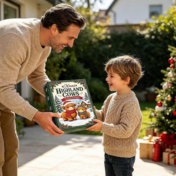 Jule-adventskalender, 24-delt 2D flad akryl tegneserie-ko mini-pynt