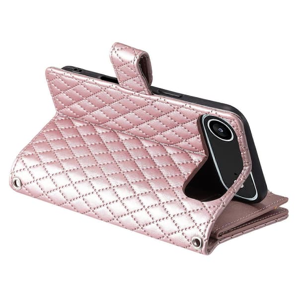 Til iPhone 17 Air-deksel Glidelåslomme Glitrende Skinntelefondeksel med Håndleddsstropp