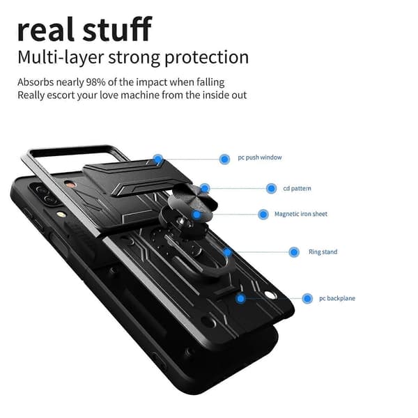 För Samsung Galaxy Z Flip4 Skjutbart Camshield Kortfodral