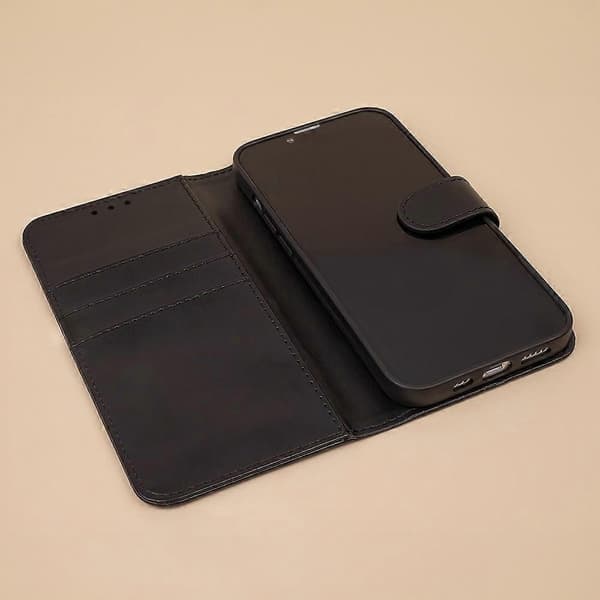 iPhone 16 Plus - Bogomslag Etui Mobilpung Sort
