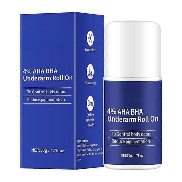 4% AHA/BHA Roll-on Deodorant til underarme | Reducerer hyperpigmentering | Kontrollerer lugt og lysner underarme