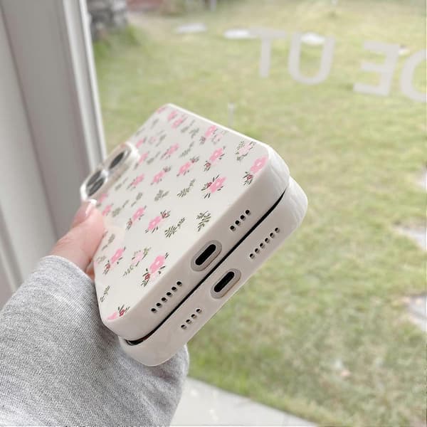 iPhone 16 Pro Max-deksel - Søtt rosa blomstermønster
