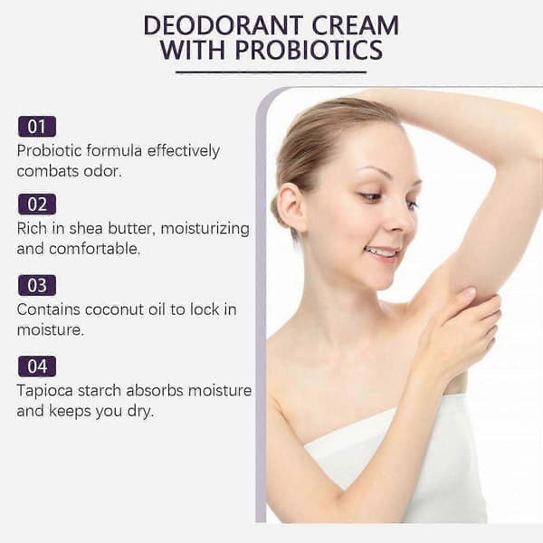 Deodorantcreme, Deodorantcreme til under armene, Deodorant til hele kroppen med probiotika, Kropslugtcreme, Fi