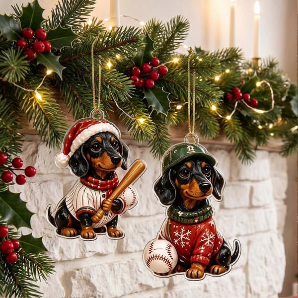 Gravhund julekalender, 24-dages akryl-julepynt med hunde