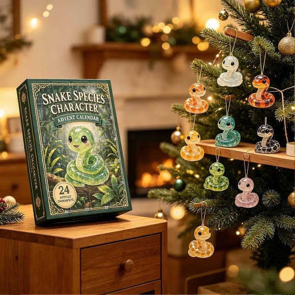 Slange-julekalender, 24 dages nedtælling med flade akrylfigurer