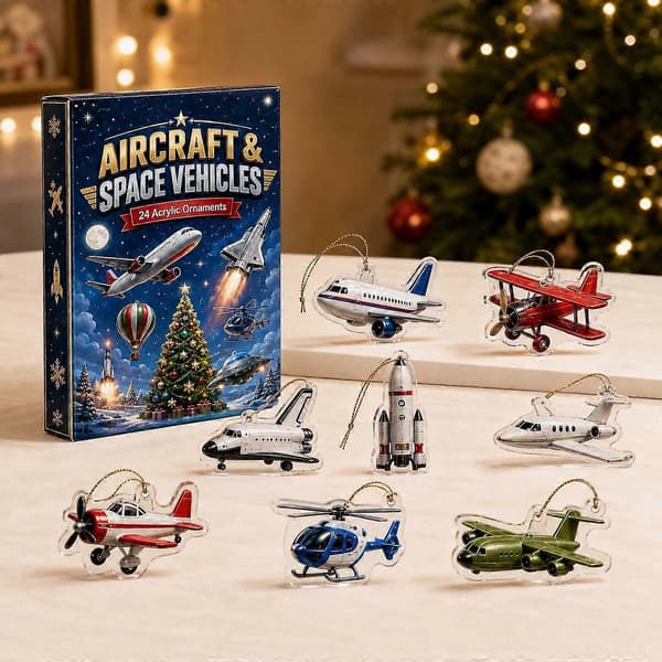 Akryl-julepynt med flytema i blind box til julekalender