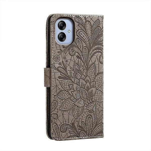 Til Samsung Galaxy A04e Blonde Blomsterprægning Flip Læder Telefonetui