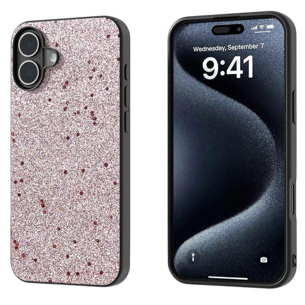 Glitter PU-telefondeksel til iPhone 16
