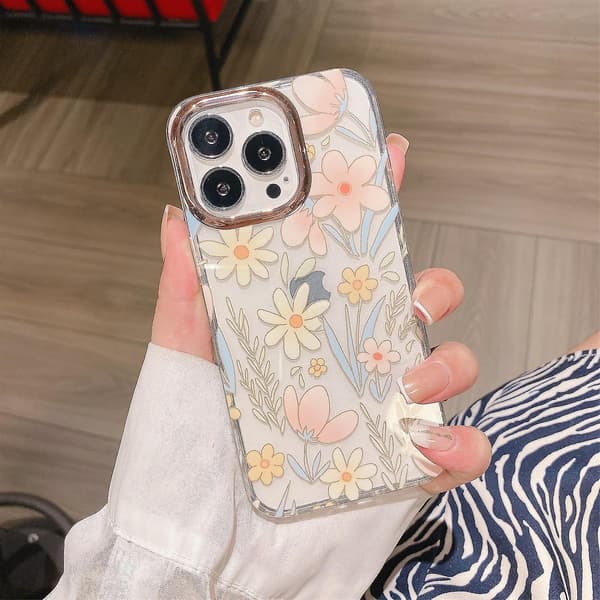 Glitterpulver Blomsterdeksel til iPhone 13 Pro Max Blomst S7