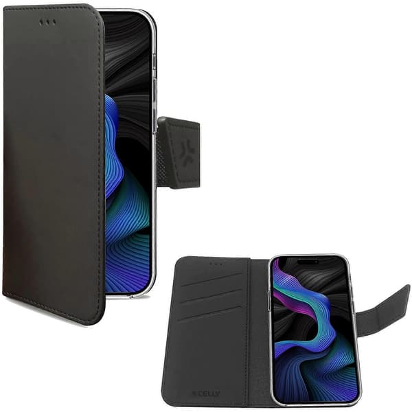 Wally Wallet Case iPhone 15 Musta