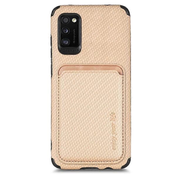 För Samsung Galaxy A41 kolfiberläderkort Magsafe Phone Case