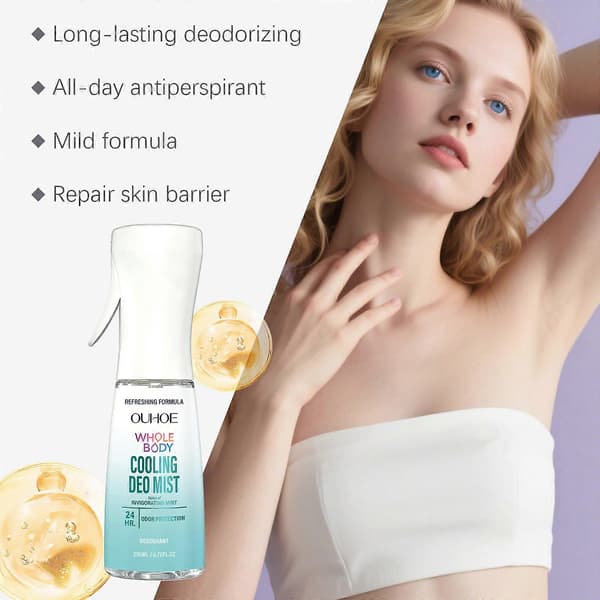 Helkroppskylande Deodorantmist, 200 ml Uppfriskande 24-timmars Luktskyddsspray