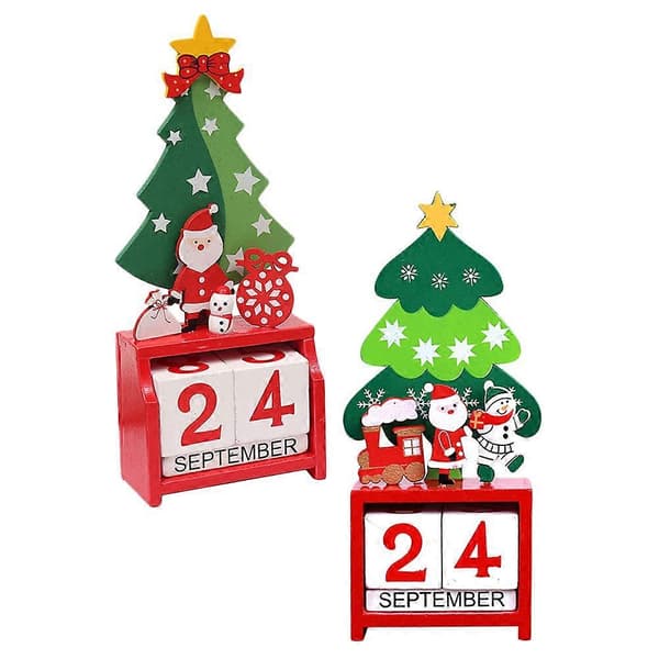 Julepynt Trækalender til dekoration 2 stk. assorterede farver
