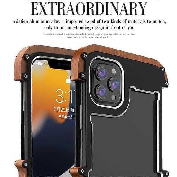 Metalli + puukotelo iPhone 13 Prolle
