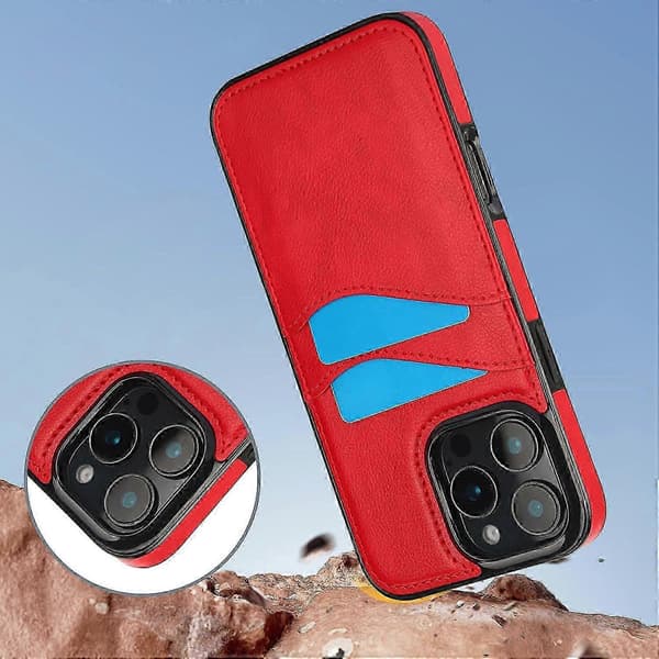Til iPhone 16 Pro Max deksel med kortspor, slankt PU+TPU mobildeksel - Rosegull