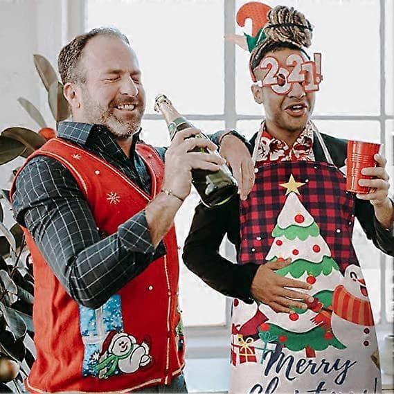 Juleforkle, julekjøkkentilbehør juleforkle for julekjøkken matlaging og baking (2 stk)